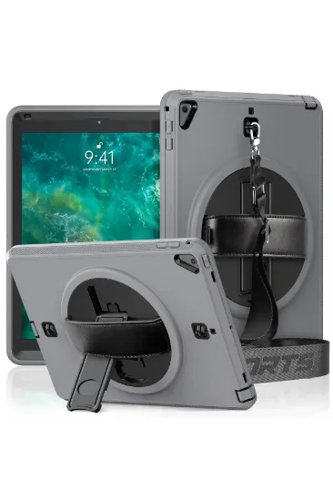 Newface iPad 5 Air 9.7 Kılıf Strap-C Otterbox Tablet Kapak - Gri resmi