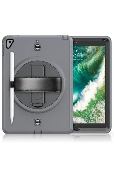 Newface iPad 5 Air 9.7 Kılıf Strap-C Otterbox Tablet Kapak - Gri resmi