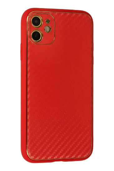 Newface iPhone 12 Kılıf Coco Karbon Silikon - Kırmızı resmi