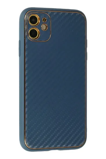 Newface iPhone 12 Kılıf Coco Karbon Silikon - Mavi resmi