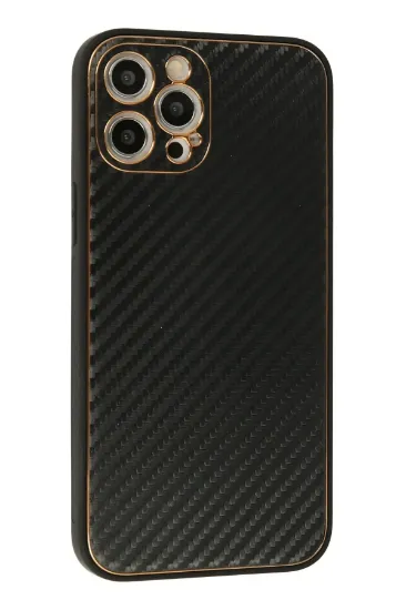 Newface iPhone 12 Pro Kılıf Coco Karbon Silikon - Siyah resmi