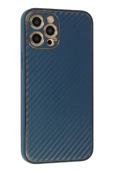 Newface iPhone 12 Pro Kılıf Coco Karbon Silikon - Mavi resmi