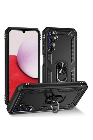 Newface Samsung Galaxy A04S Kılıf Sofya Yüzüklü Silikon Kapak - Siyah resmi