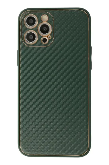 Newface iPhone 12 Pro Max Kılıf Coco Karbon Silikon - Yeşil resmi