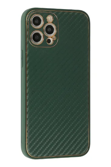 Newface iPhone 12 Pro Max Kılıf Coco Karbon Silikon - Yeşil resmi