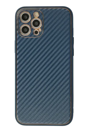 Newface iPhone 12 Pro Max Kılıf Coco Karbon Silikon - Mavi resmi