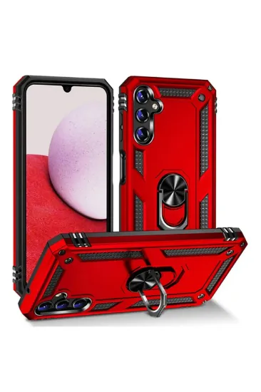 Newface Samsung Galaxy A04S Kılıf Sofya Yüzüklü Silikon Kapak - Kırmızı resmi