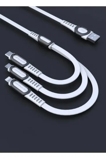 Konfulon DC19 3in1 USB Kablo 1.3M 3A - Beyaz resmi