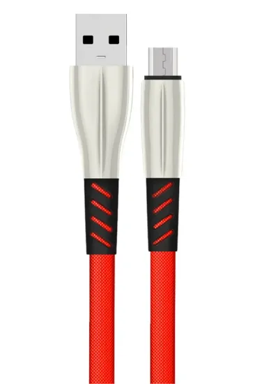 Konfulon S88 Metal Uçlu Micro USB Kablo 1M 2.4A - Kırmızı resmi