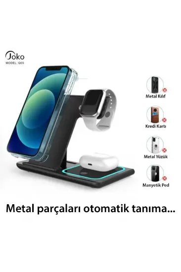 Konfulon Q09 Kablosuz Şarj Masaüstü Set - Siyah resmi