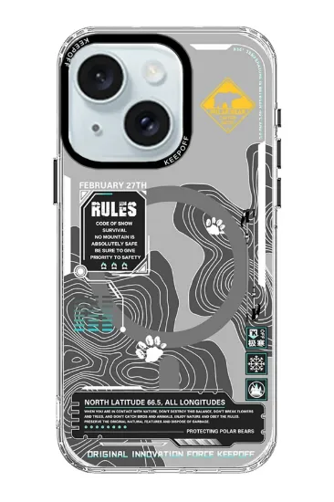 Keep Off iPhone 15 Map Magsafe Kapak - Snowfield resmi