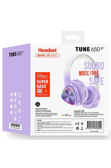 Karler Bass Tune 650 BT RGB Kablosuz Kafaüstü Kulaklık - Lila resmi