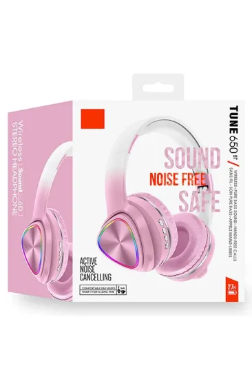 Karler Bass Tune 650 BT RGB Kablosuz Kafaüstü Kulaklık - Pembe resmi