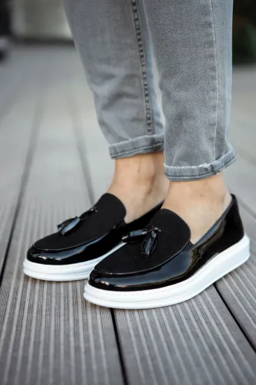 CH002 RBT Loafer Verniciata Erkek Ayakkabı SIYAH resmi