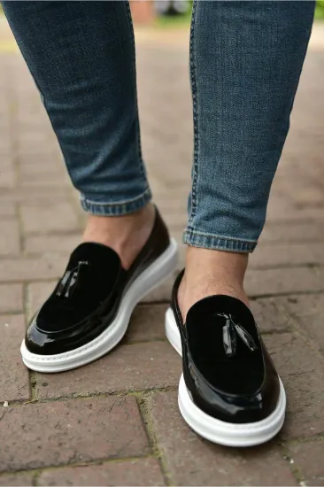 CH002 RBT Loafer Verniciata Erkek Ayakkabı SIYAH resmi