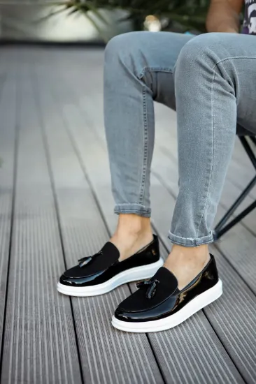 CH002 RBT Loafer Verniciata Erkek Ayakkabı SIYAH resmi