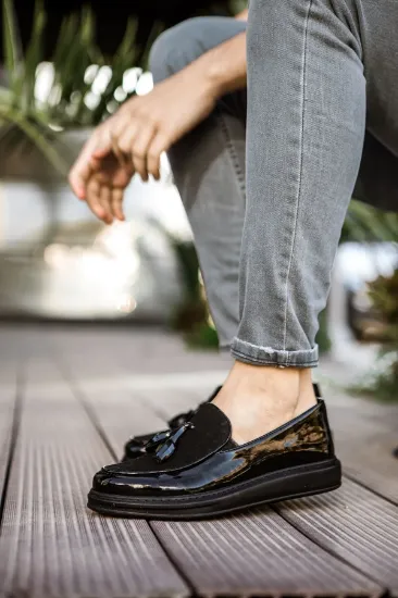 CH002 RST Loafer Verniciata Erkek Ayakkabı SIYAH resmi