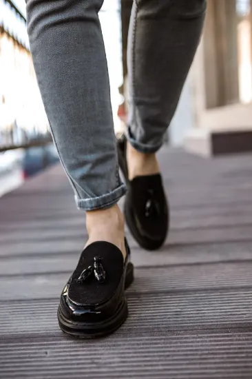 CH002 RST Loafer Verniciata Erkek Ayakkabı SIYAH resmi