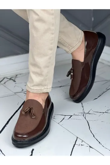 CH002 RST Loafer Verniciata Erkek Ayakkabı KAHVE resmi