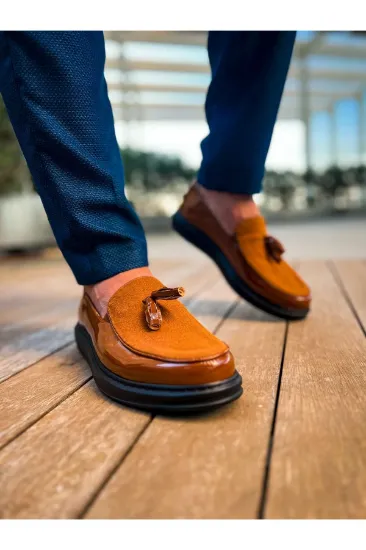 CH002 RST Loafer Verniciata Erkek Ayakkabı TABA resmi