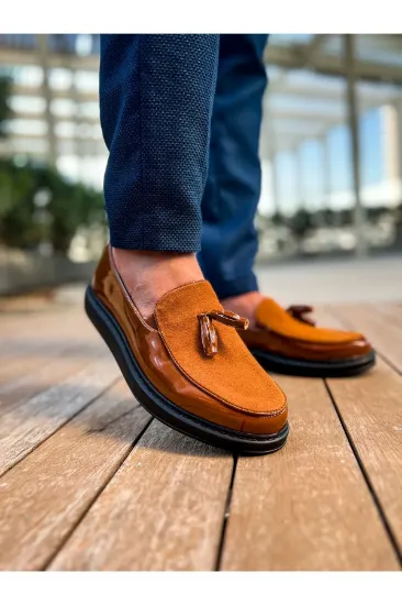 CH002 RST Loafer Verniciata Erkek Ayakkabı TABA resmi