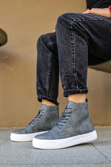 CH029 CBT Vulcanized Lace Up Erkek Bot ANTRASIT resmi