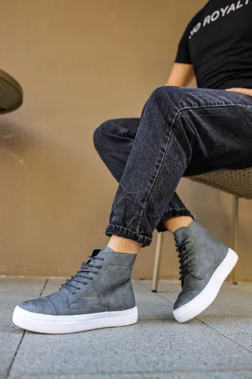 CH029 CBT Vulcanized Lace Up Erkek Bot ANTRASIT resmi