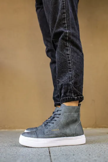 CH029 CBT Vulcanized Lace Up Erkek Bot ANTRASIT resmi