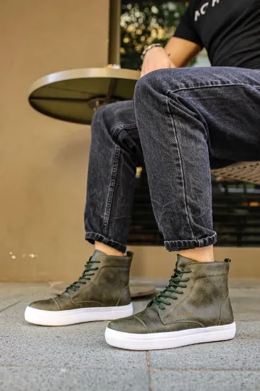 CH029 CBT Vulcanized Lace Up Erkek Bot HAKI resmi