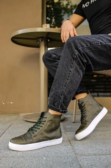 CH029 CBT Vulcanized Lace Up Erkek Bot HAKI resmi