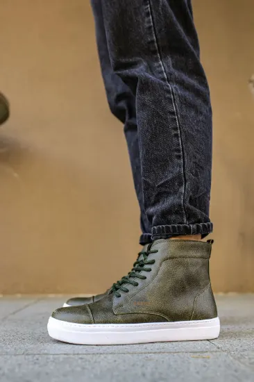 CH029 CBT Vulcanized Lace Up Erkek Bot HAKI resmi
