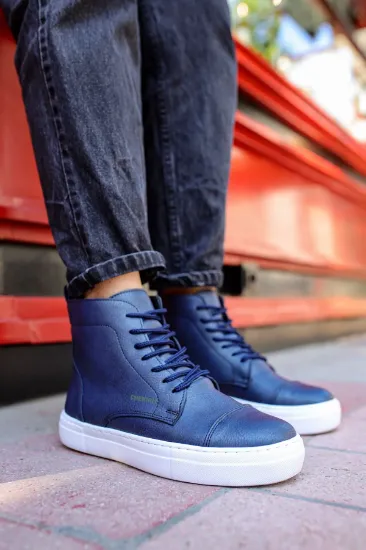 CH029 CBT Vulcanized Lace Up Erkek Bot LACIVERT resmi