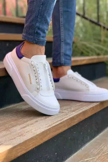 CH092 GBT Zip Style Erkek Ayakkabı BEYAZ/MAVI resmi