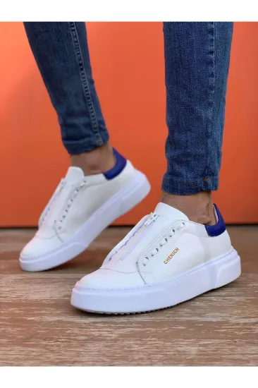 CH092 GBT Zip Style Erkek Ayakkabı BEYAZ/MAVI resmi