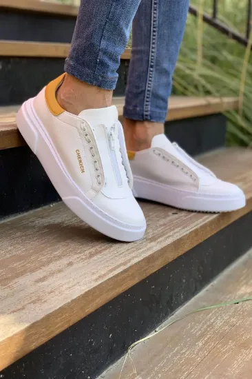 CH092 GBT Zip Style Erkek Ayakkabı BEYAZ/SARI resmi