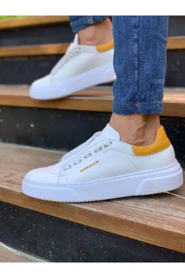 CH092 GBT Zip Style Erkek Ayakkabı BEYAZ/SARI resmi