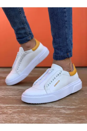 CH092 GBT Zip Style Erkek Ayakkabı BEYAZ/SARI resmi