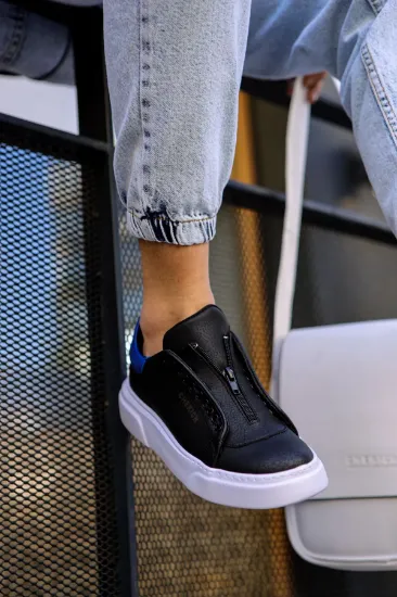 CH092 GBT Zip Style Erkek Ayakkabı SIYAH/MAVI resmi