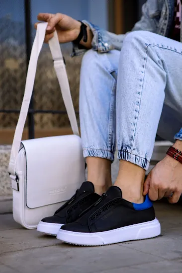 CH092 GBT Zip Style Erkek Ayakkabı SIYAH/MAVI resmi