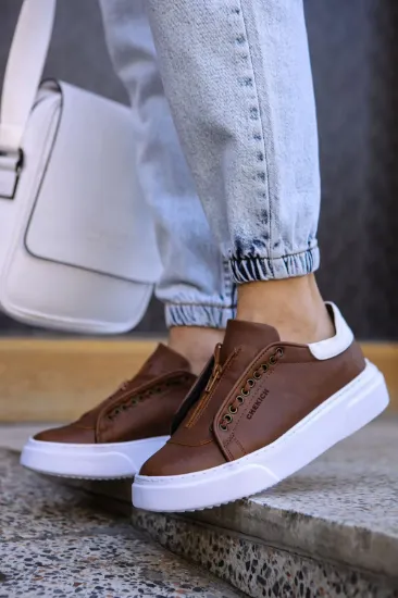 CH092 GBT Zip Style Erkek Ayakkabı TABA/BEYAZ resmi