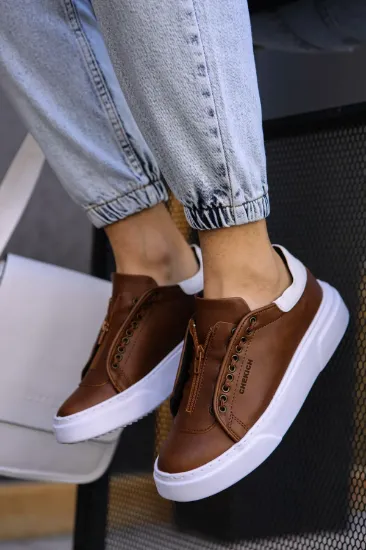 CH092 GBT Zip Style Erkek Ayakkabı TABA/BEYAZ resmi