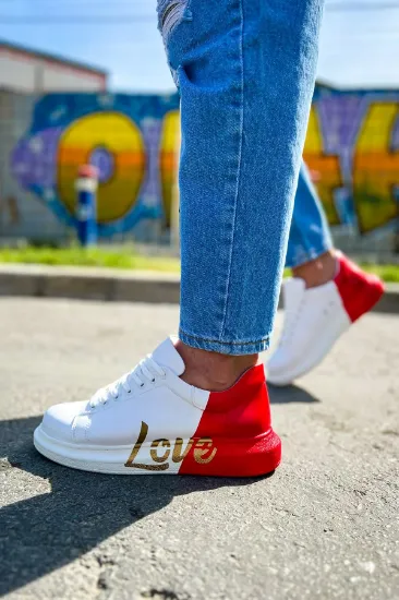 CH254 CBT Pittura Erkek Ayakkabı 504 BEYAZ / KIRMIZI LOVE resmi