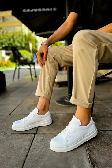 CH979 Santoni CRT Spor Erkek Ayakkabı BEYAZ resmi