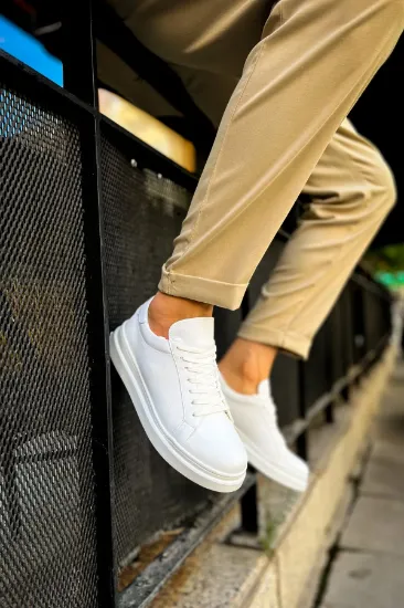 CH979 Santoni CRT Spor Erkek Ayakkabı BEYAZ resmi