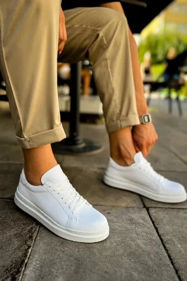 CH979 Santoni CRT Spor Erkek Ayakkabı BEYAZ resmi