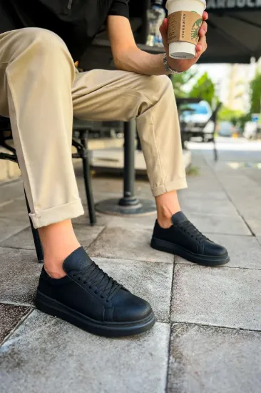 CH979 Santoni CRT Spor Erkek Ayakkabı SIYAH resmi