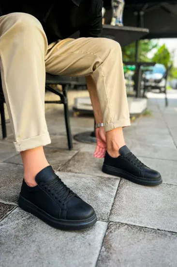 CH979 Santoni CRT Spor Erkek Ayakkabı SIYAH resmi