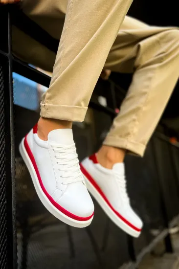 CH979 Santoni GBT Spor Erkek Ayakkabı BEYAZ/KIRMIZI resmi