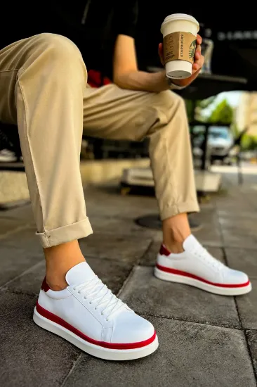 CH979 Santoni GBT Spor Erkek Ayakkabı BEYAZ/KIRMIZI resmi