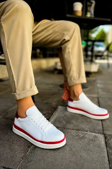 CH979 Santoni GBT Spor Erkek Ayakkabı BEYAZ/KIRMIZI resmi